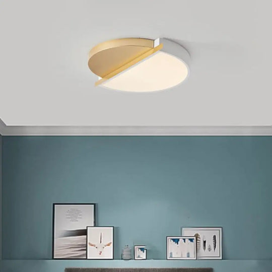 Modern Metal Led Flush Light: Sunrise Design 16’/23.5’ W Round Bedroom Ceiling Mount Lamp In