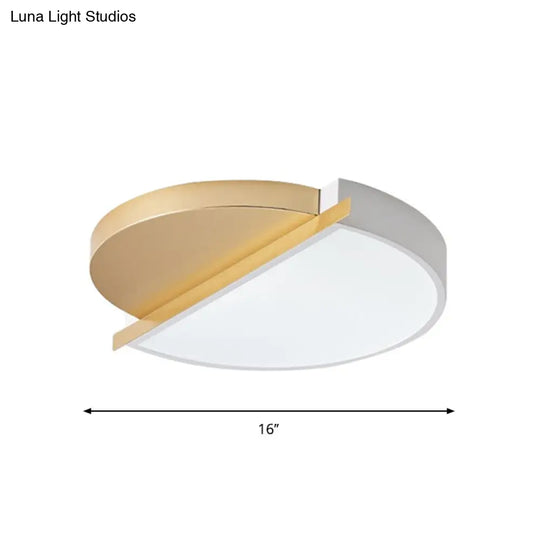 Modern Metal Led Flush Light: Sunrise Design 16’/23.5’ W Round Bedroom Ceiling Mount Lamp In