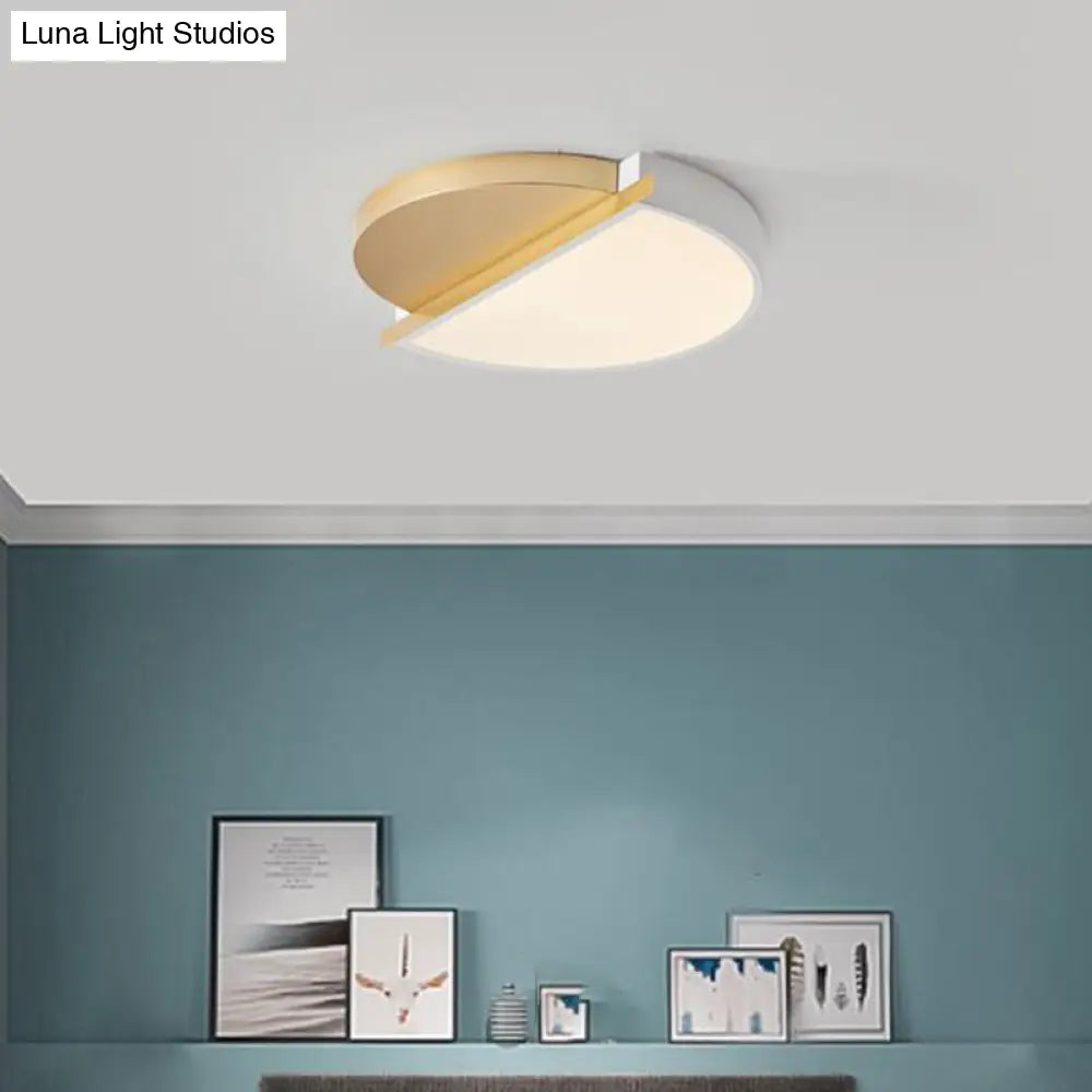 Modern Metal Led Flush Light: Sunrise Design 16/23.5 W Round Bedroom Ceiling Mount Lamp In White/3