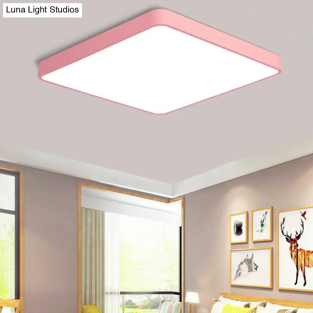 Modern Metal Led Flush Mount Ceiling Lamp In Pink Warm/White Light (19.5’/25.5’ Long)