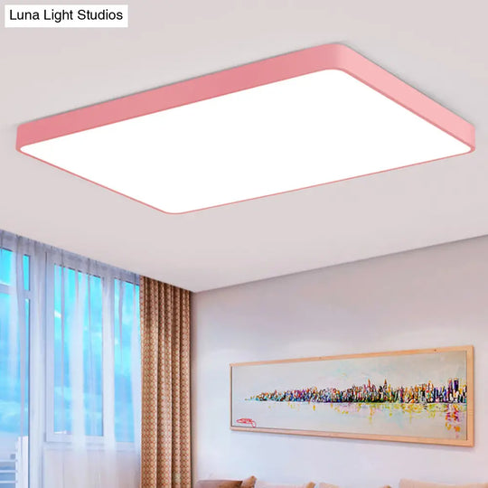 Modern Metal Led Flush Mount Ceiling Lamp In Pink Warm/White Light (19.5’/25.5’ Long)