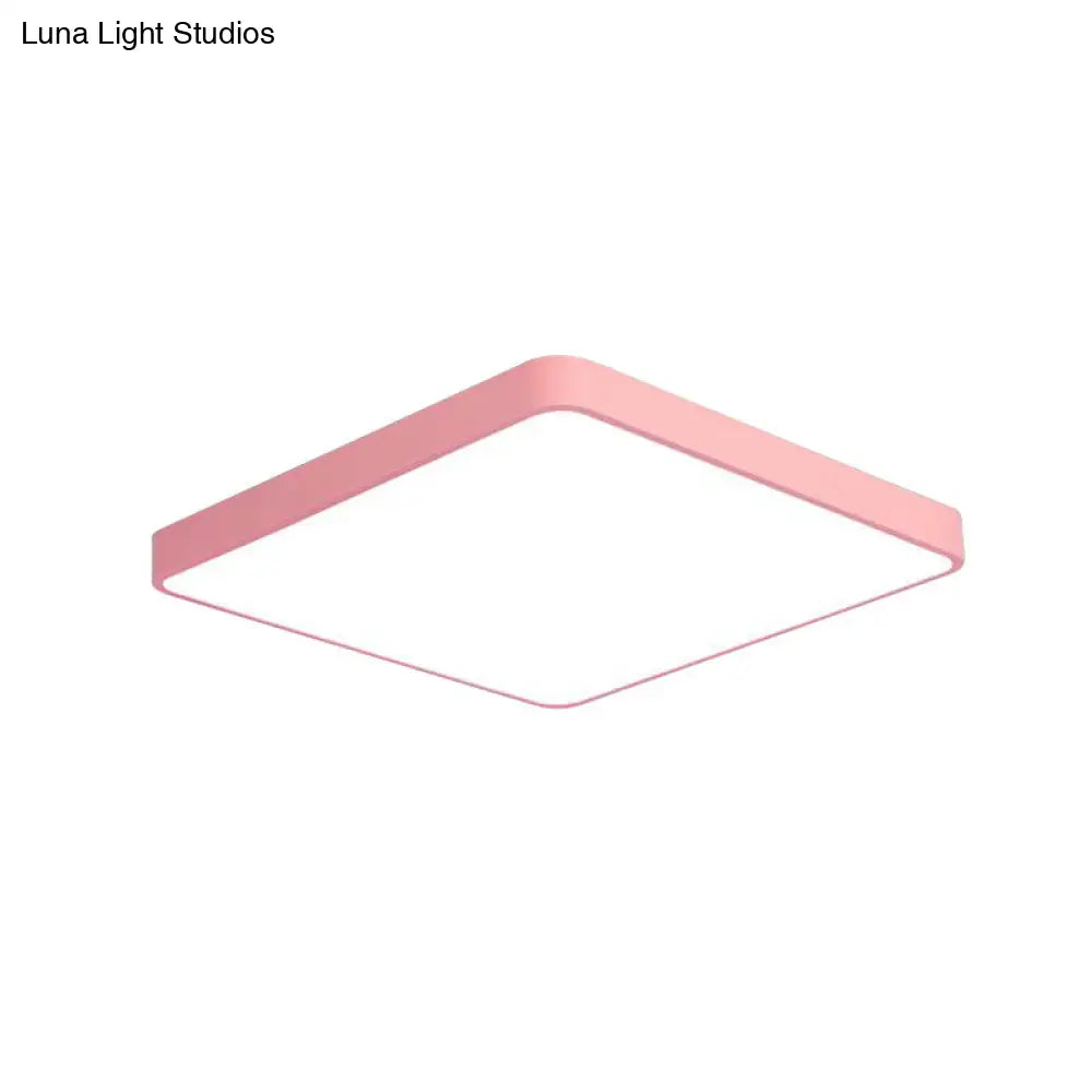 Modern Metal Led Flush Mount Ceiling Lamp In Pink Warm/White Light (19.5/25.5 Long)