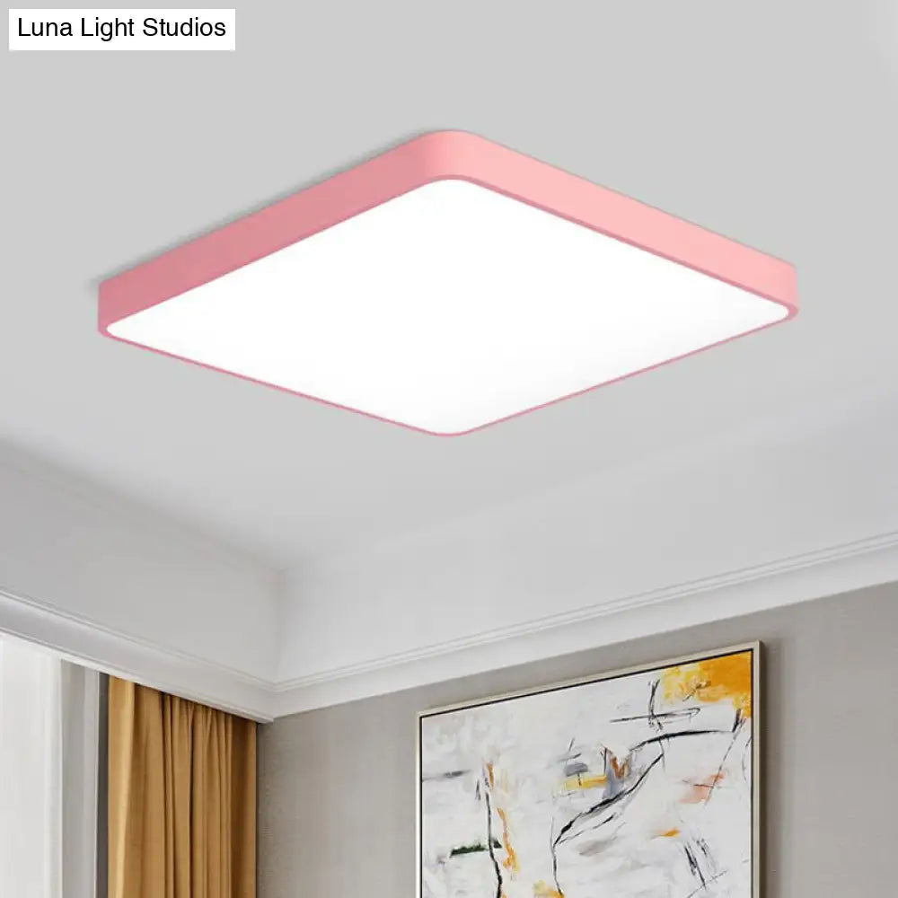 Modern Metal Led Flush Mount Ceiling Lamp In Pink Warm/White Light (19.5’/25.5’ Long)