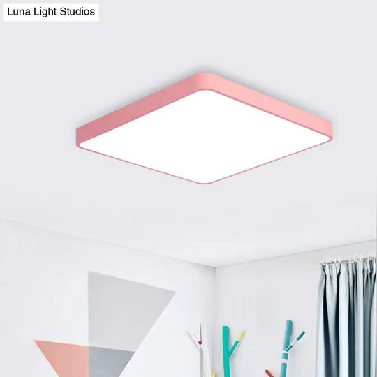 Modern Metal Led Flush Mount Ceiling Lamp In Pink Warm/White Light (19.5’/25.5’ Long)