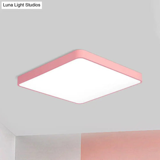 Modern Metal Led Flush Mount Ceiling Lamp In Pink Warm/White Light (19.5/25.5 Long) / 19.5 Warm