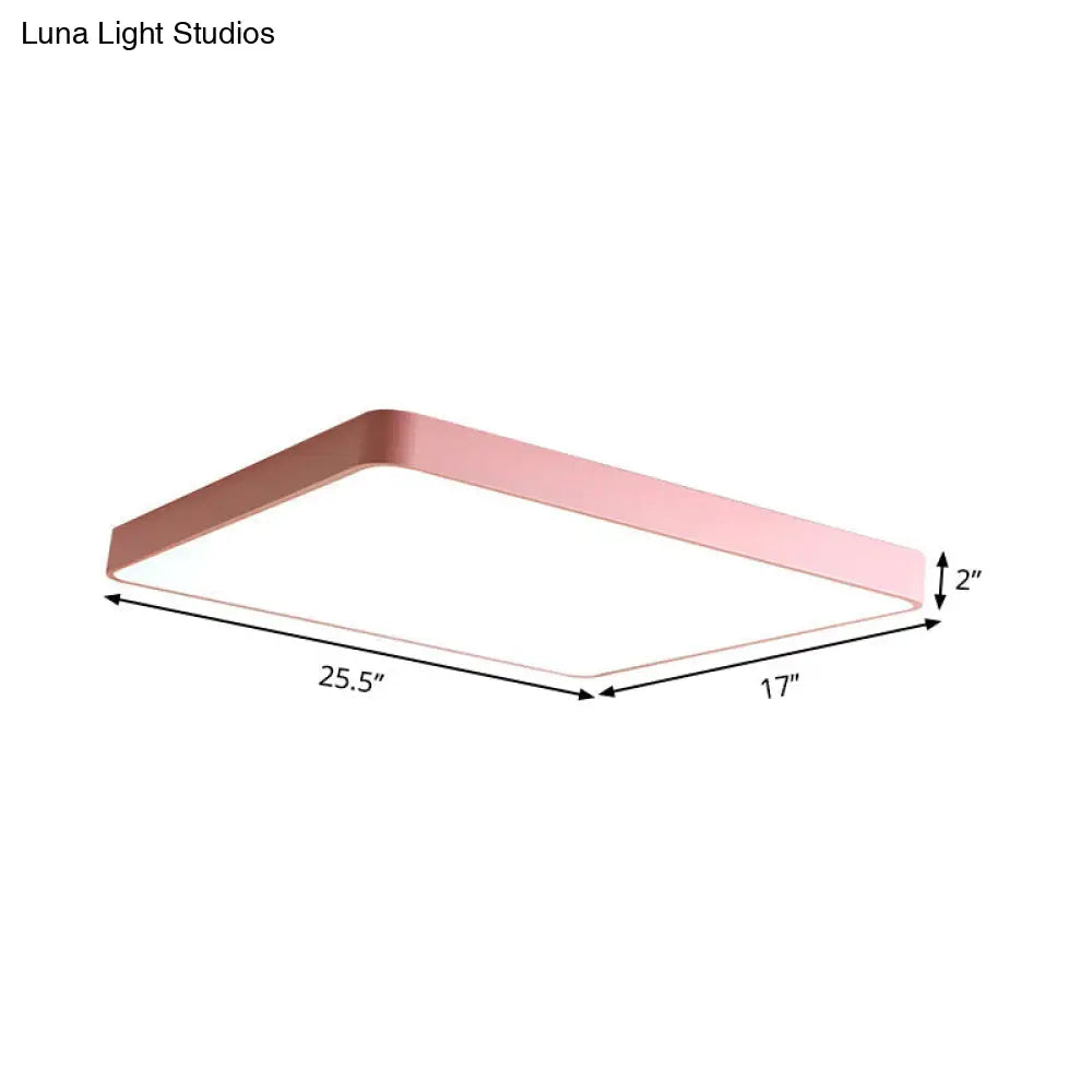 Modern Metal Led Flush Mount Ceiling Lamp In Pink Warm/White Light (19.5/25.5 Long)