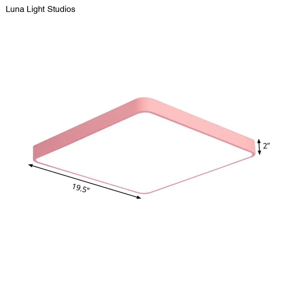 Modern Metal Led Flush Mount Ceiling Lamp In Pink Warm/White Light (19.5/25.5 Long)