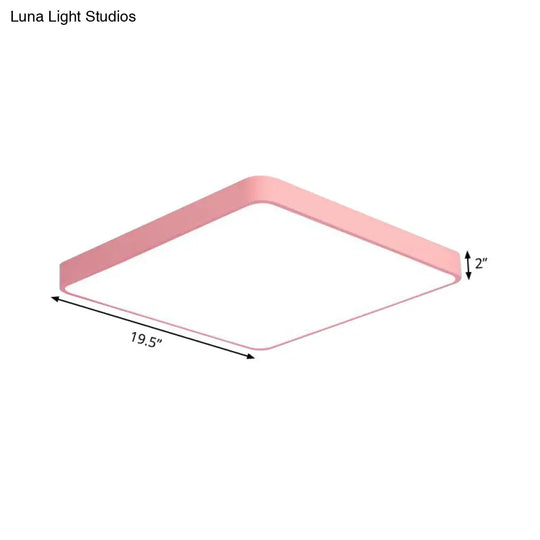 Modern Metal Led Flush Mount Ceiling Lamp In Pink Warm/White Light (19.5/25.5 Long)