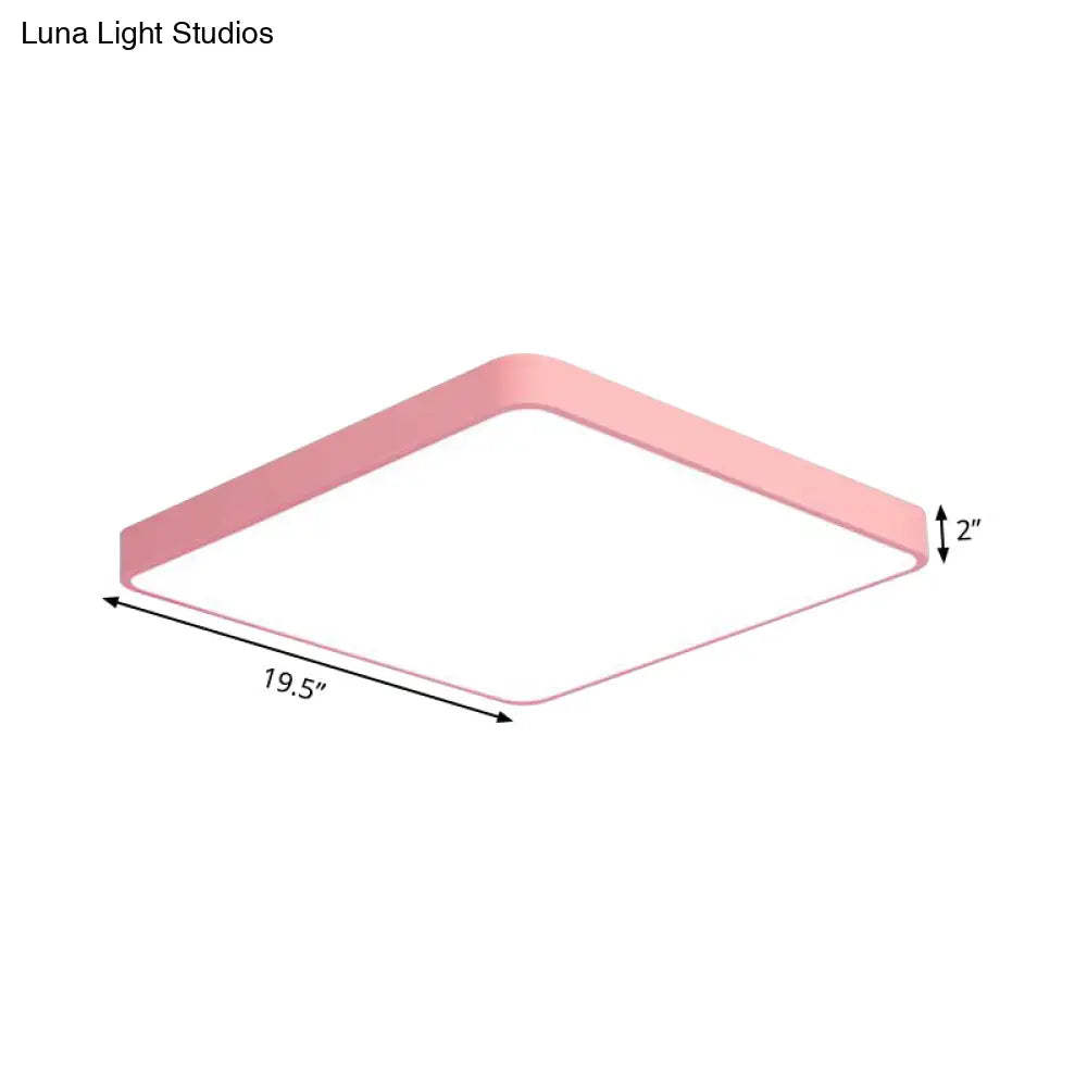 Modern Metal Led Flush Mount Ceiling Lamp In Pink Warm/White Light (19.5’/25.5’ Long)