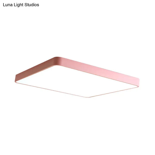 Modern Metal Led Flush Mount Ceiling Lamp In Pink Warm/White Light (19.5/25.5 Long)