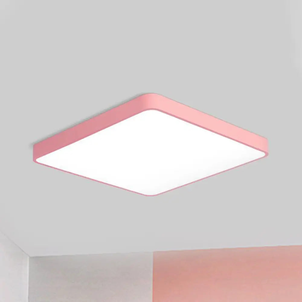 Modern Metal Led Flush Mount Ceiling Lamp In Pink Warm/White Light (19.5’/25.5’ Long) / 19.5’ Warm