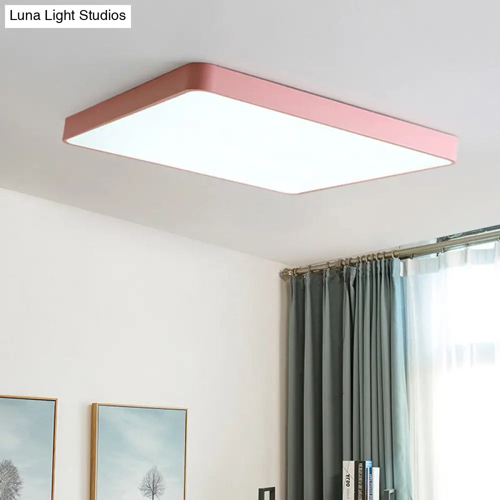 Modern Metal Led Flush Mount Ceiling Lamp In Pink Warm/White Light (19.5/25.5 Long) / 25.5 Warm