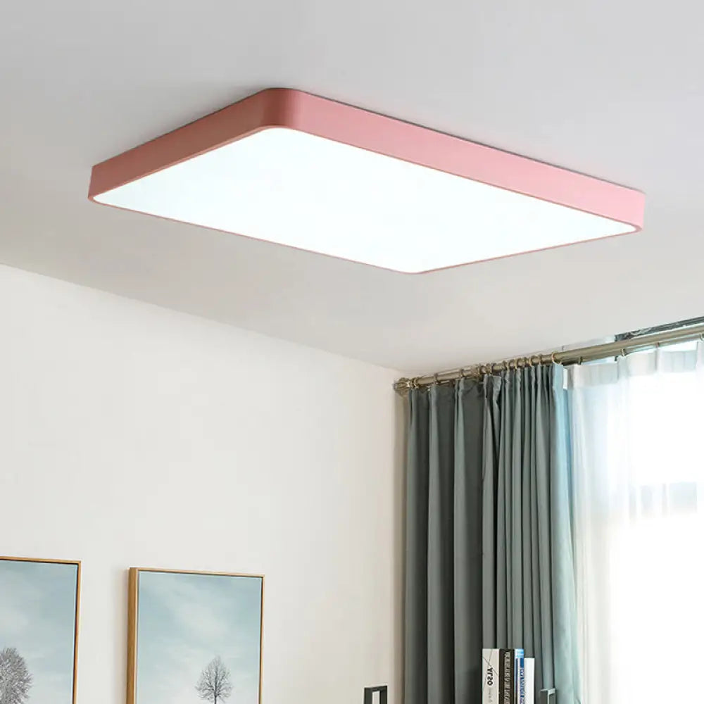 Modern Metal Led Flush Mount Ceiling Lamp In Pink Warm/White Light (19.5’/25.5’ Long) / 25.5’ Warm