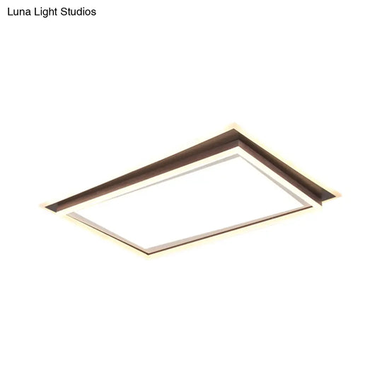 Modern Metal Led Flush Mount Ceiling Lamp With Recessed Diffuser - Square/Rectangular White/Warm