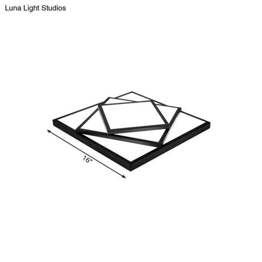 Modern Metal Led Flush Mount Ceiling Light Fixture For Living Room - Black/White Rectangle/Square