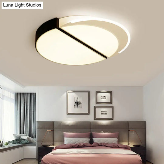 Modern Metal Led Flush Mount Ceiling Light In Black-White 16/19.5 Wide / 16 White