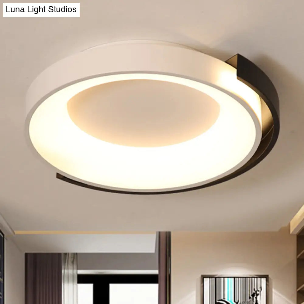 Modern Metal Led Flush Mount Ceiling Light With Frosted Diffuser - White/Warm