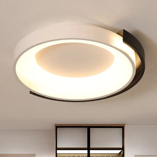 Modern Metal Led Flush Mount Ceiling Light With Frosted Diffuser - White/Warm White /