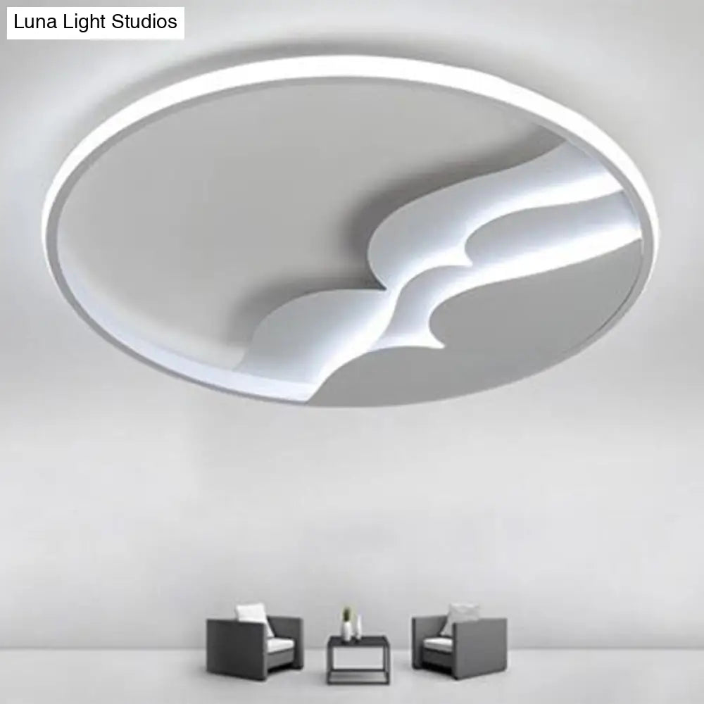 Modern Metal Led Flush Mount Ceiling Light With Halo Ring For Bedroom - White Flushmount