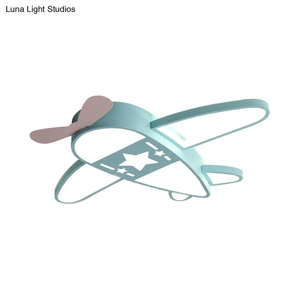Modern Metal Led Flush Mount Lamp - Pink/Blue Plane Warm/White Lighting 19.5’/25.5’ Width