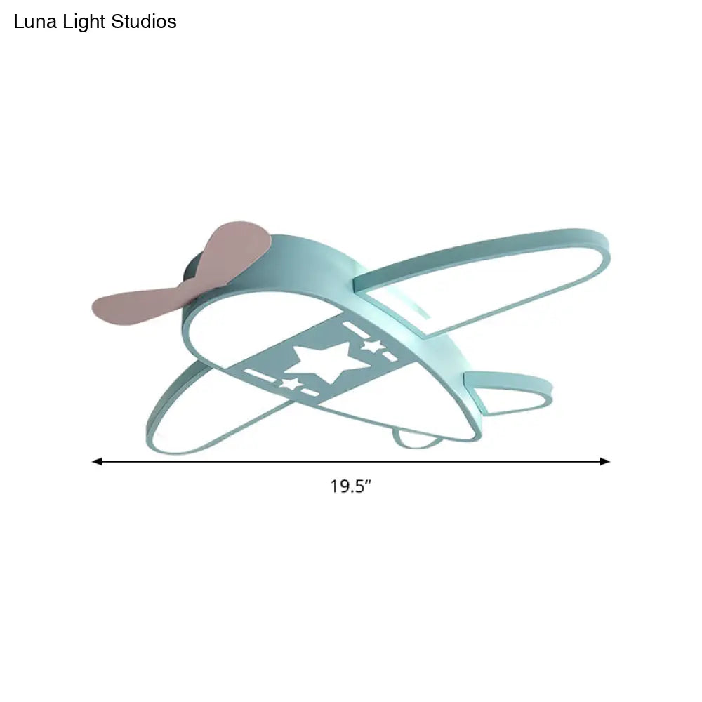 Modern Metal Led Flush Mount Lamp - Pink/Blue Plane Warm/White Lighting 19.5’/25.5’ Width