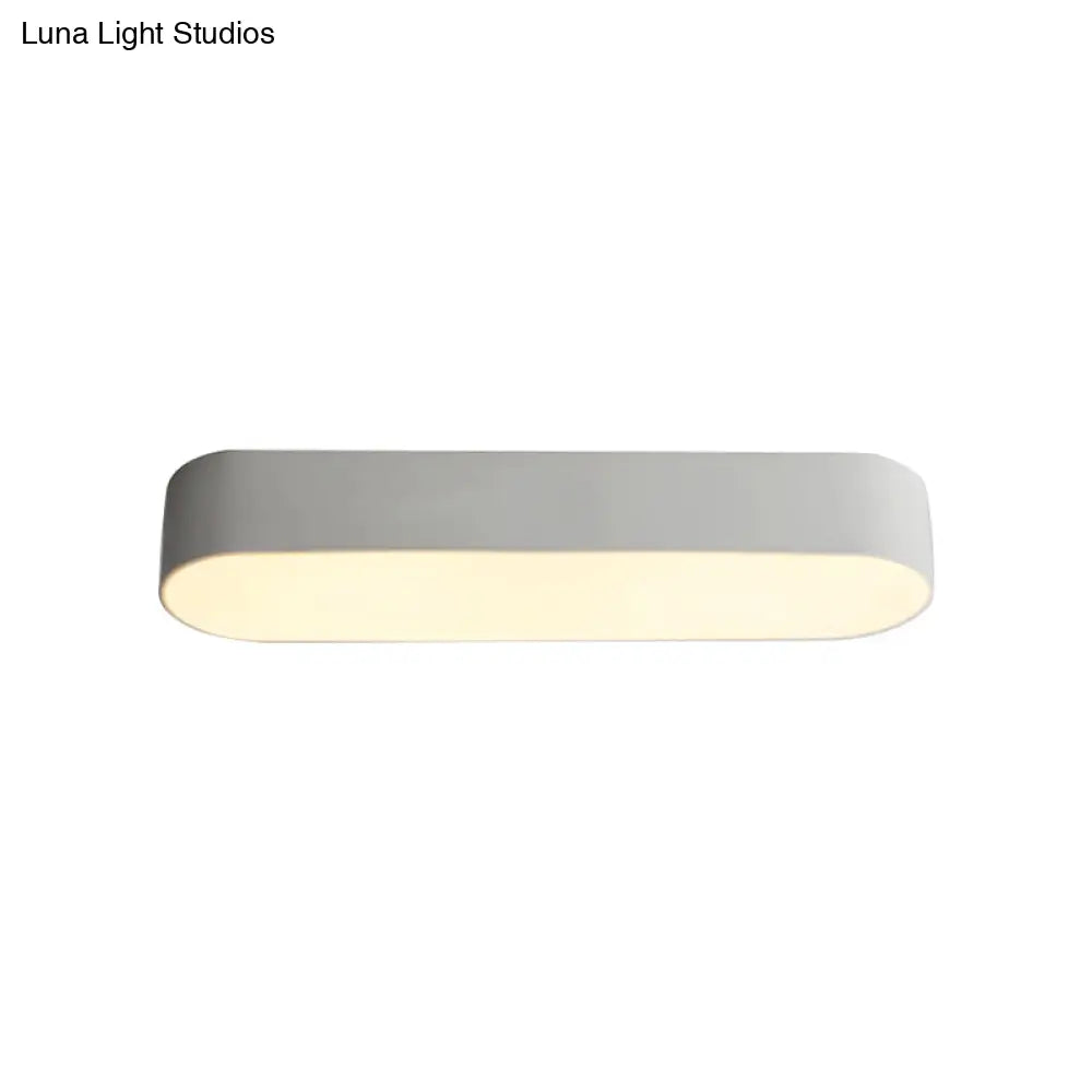 Modern Metal Led Flush Mount Lamp: Smooth Edge Case 23.5’/35.5’ Wide White/Black Ceiling Light