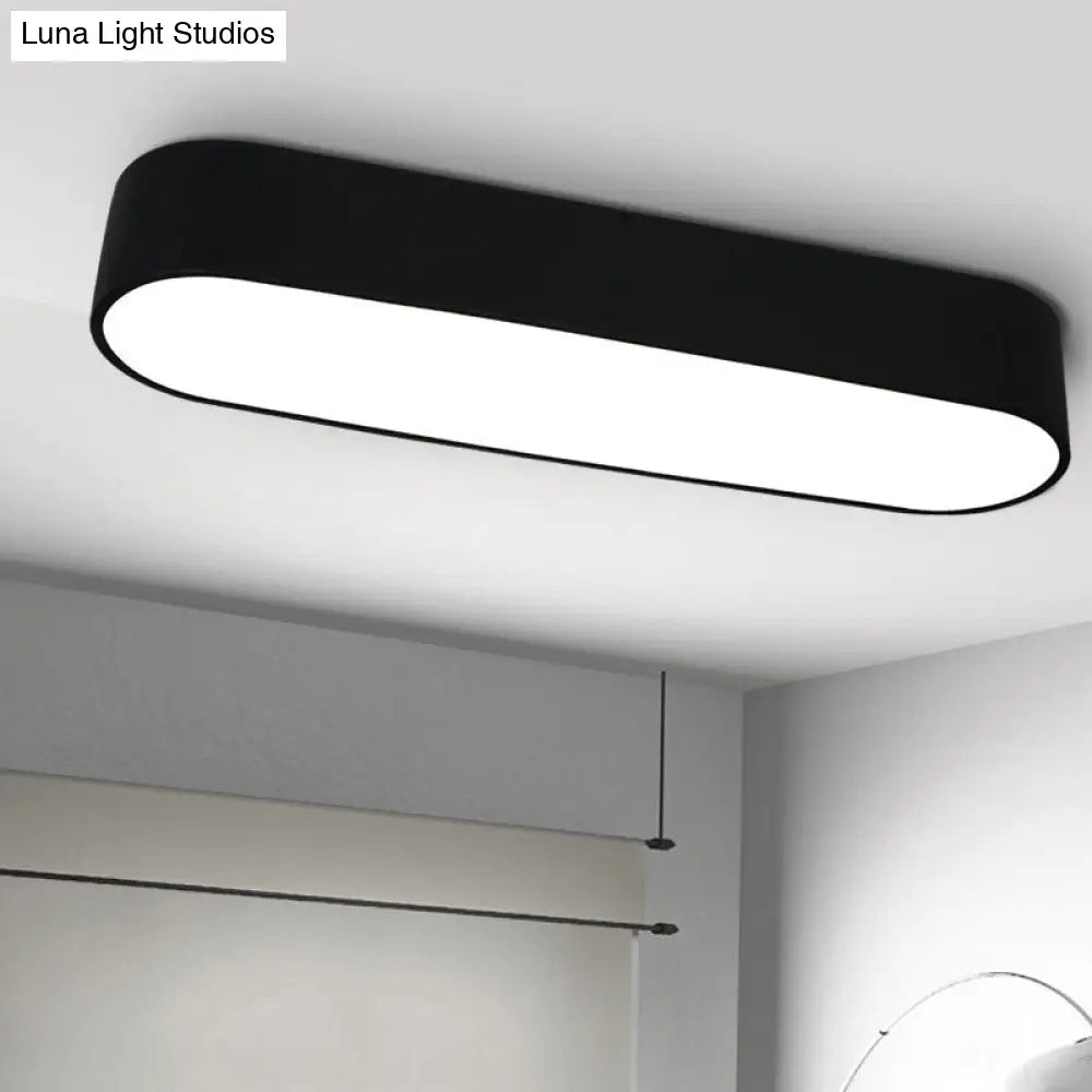 Modern Metal Led Flush Mount Lamp: Smooth Edge Case 23.5/35.5 Wide White/Black Ceiling Light For