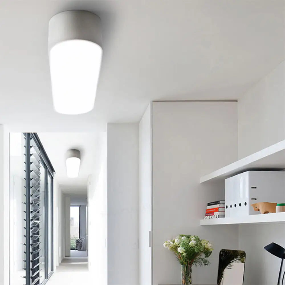 Modern Metal Led Flush Mount Lamp: Smooth Edge Case 23.5’/35.5’ Wide White/Black Ceiling Light