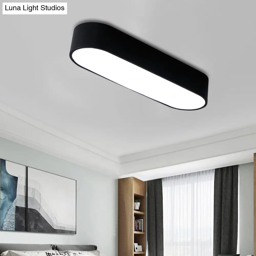 Modern Metal Led Flush Mount Lamp: Smooth Edge Case 23.5/35.5 Wide White/Black Ceiling Light For