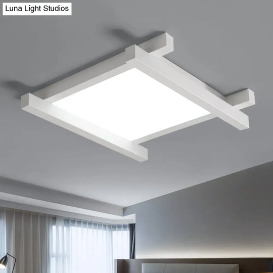 Modern Metal Led Flush Mount Lamp With Crisscross Design - Black/White 17/21/25 Wide White / 17