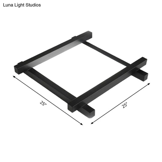 Modern Metal Led Flush Mount Lamp With Crisscross Design - Black/White 17’/21’/25’ Wide