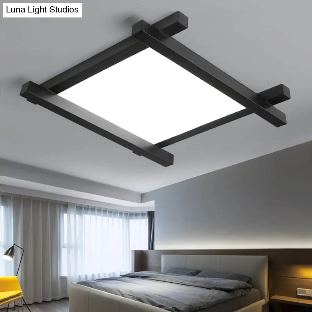 Modern Metal Led Flush Mount Lamp With Crisscross Design - Black/White 17/21/25 Wide Black / 17