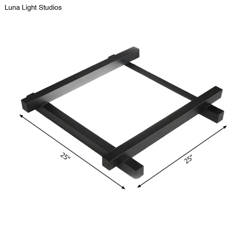 Modern Metal Led Flush Mount Lamp With Crisscross Design - Black/White 17/21/25 Wide