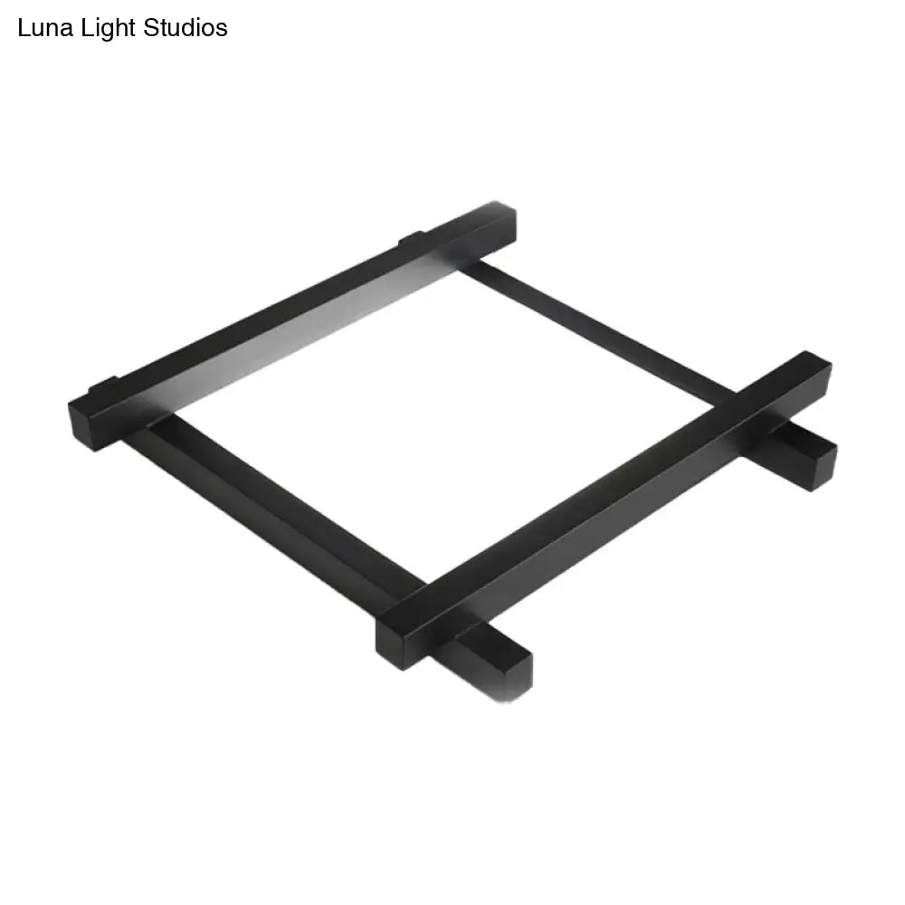 Modern Metal Led Flush Mount Lamp With Crisscross Design - Black/White 17/21/25 Wide