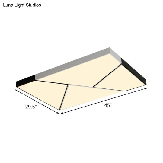 Modern Metal Led Flush Mount Light | Black & White Rectangular Ceiling Fixture Warm/White Acrylic