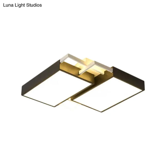 Modern Metal Led Flush Mount Light In Black/Gold Finish 16’/19.5’ Width With Warm/White