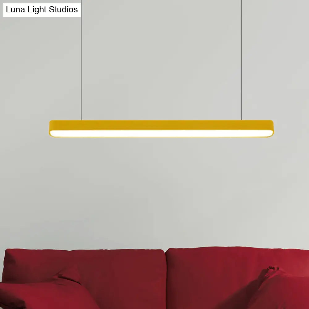 Modern Metal Led Hanging Lamp – Tubular Pendant Light For Dining Room Available In Red/Blue/Yellow