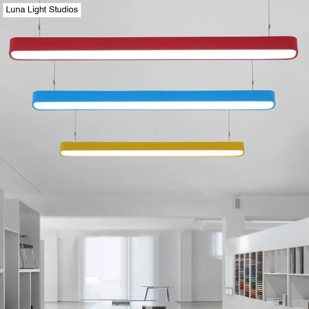 Modern Metal Led Hanging Lamp – Tubular Pendant Light For Dining Room Available In Red/Blue/Yellow