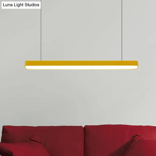 Contemporary Metal Led Hanging Lamp - Tubular Pendant Light For Dining Room Red/Blue/Yellow