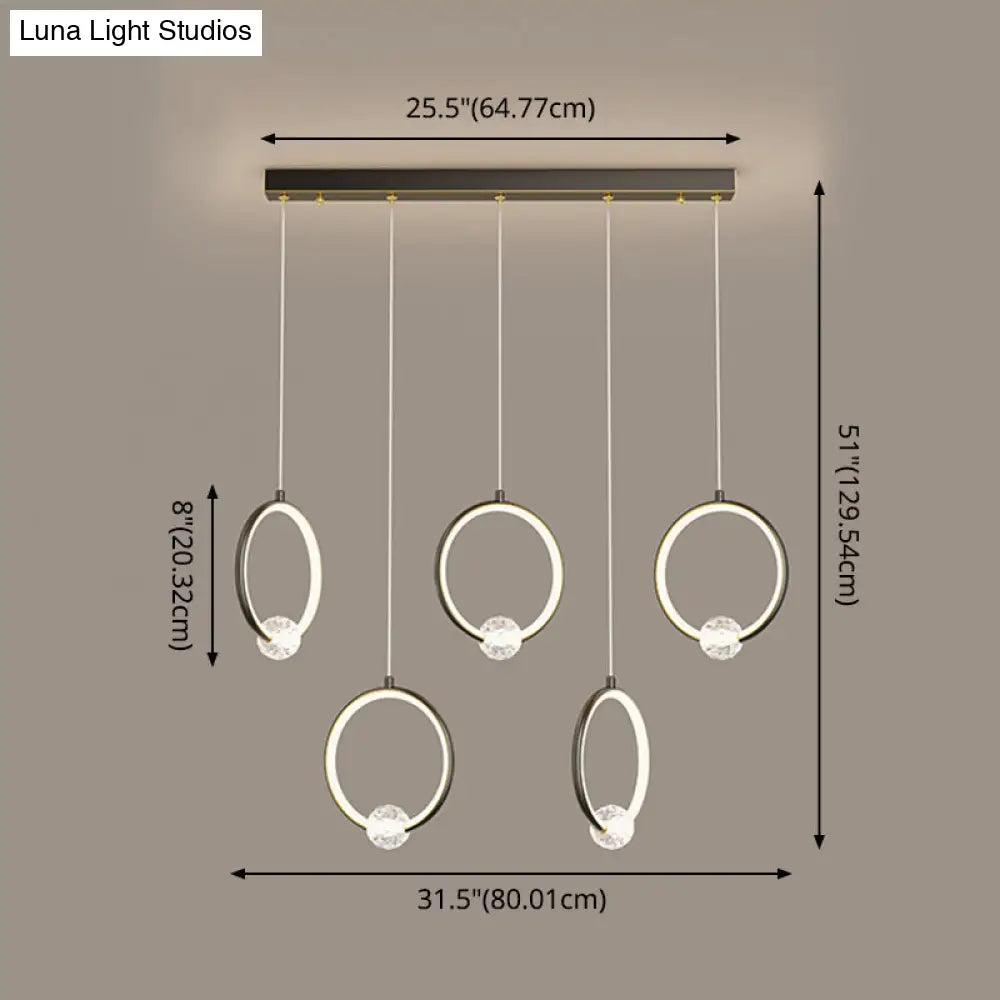 Modern Metal Led Indoor Pendant Light: Stylish Ring-Shaped Hanging Fixture