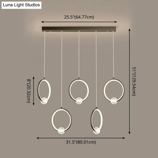 Modern Metal Led Indoor Pendant Light: Stylish Ring-Shaped Hanging Fixture