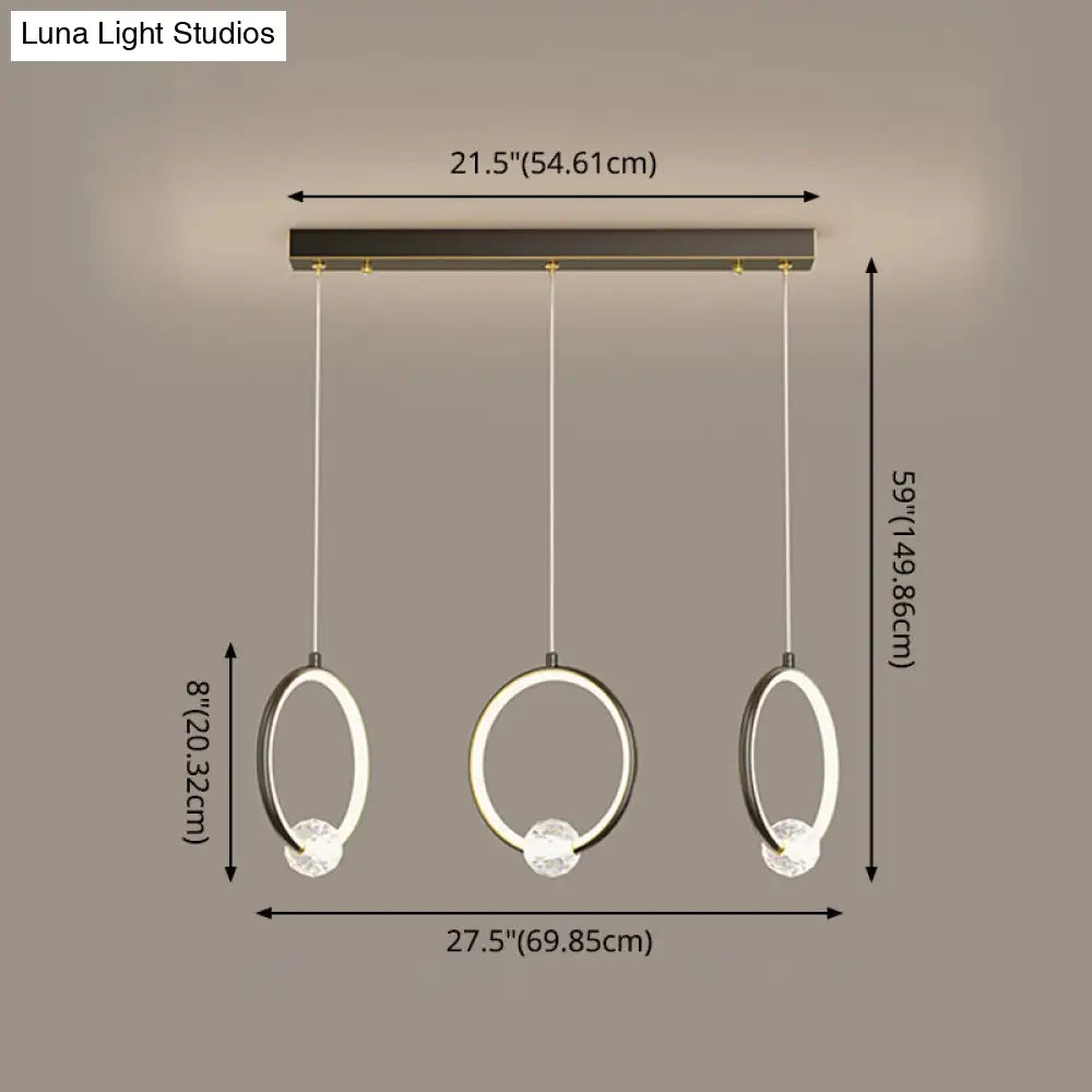 Modern Metal Led Indoor Pendant Light: Stylish Ring-Shaped Hanging Fixture