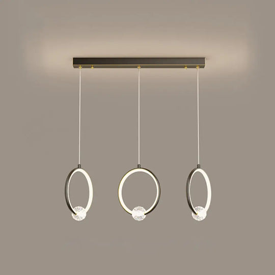 Modern Metal Led Indoor Pendant Light: Stylish Ring-Shaped Hanging Fixture 3 / Black