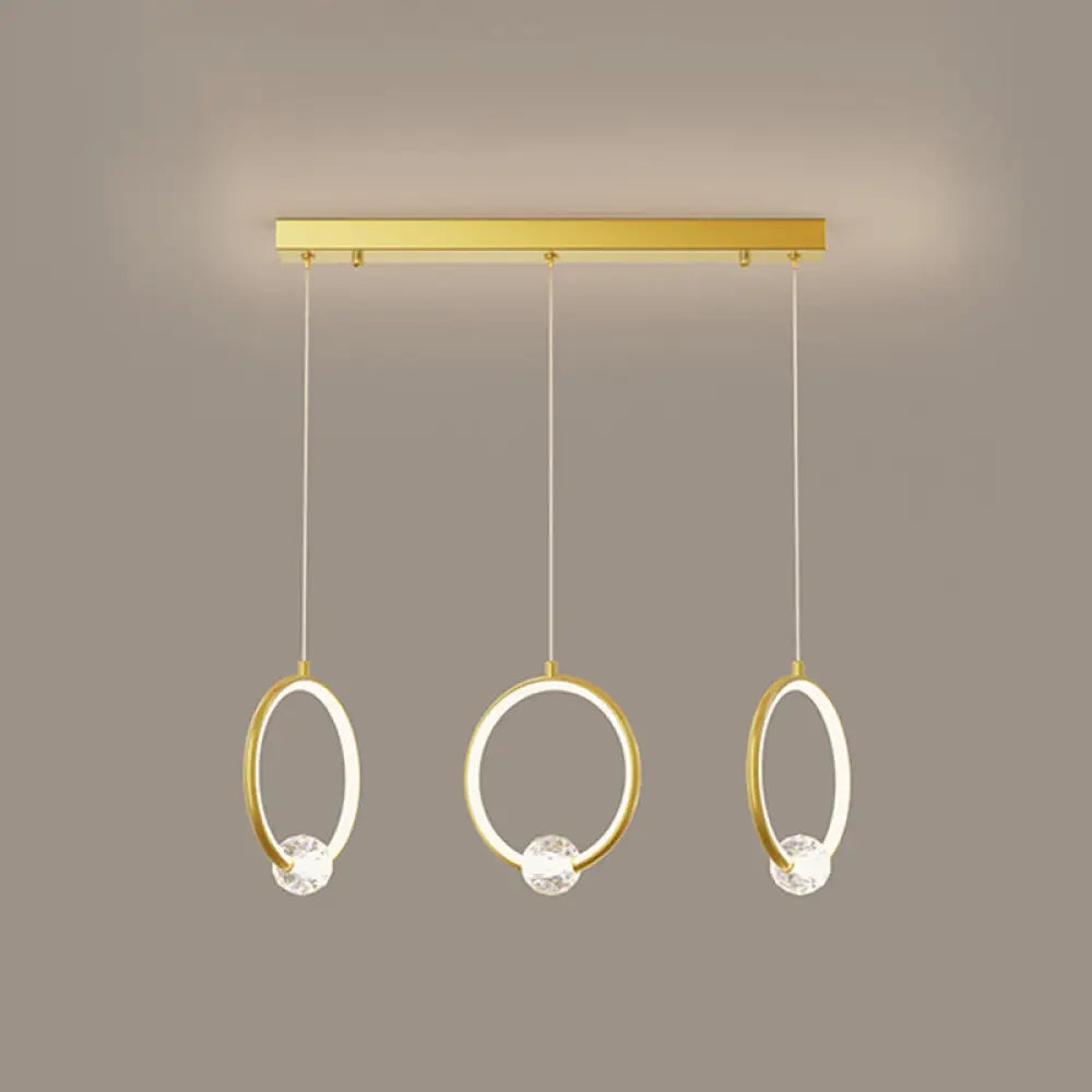 Modern Metal Led Indoor Pendant Light: Stylish Ring-Shaped Hanging Fixture 3 / Gold