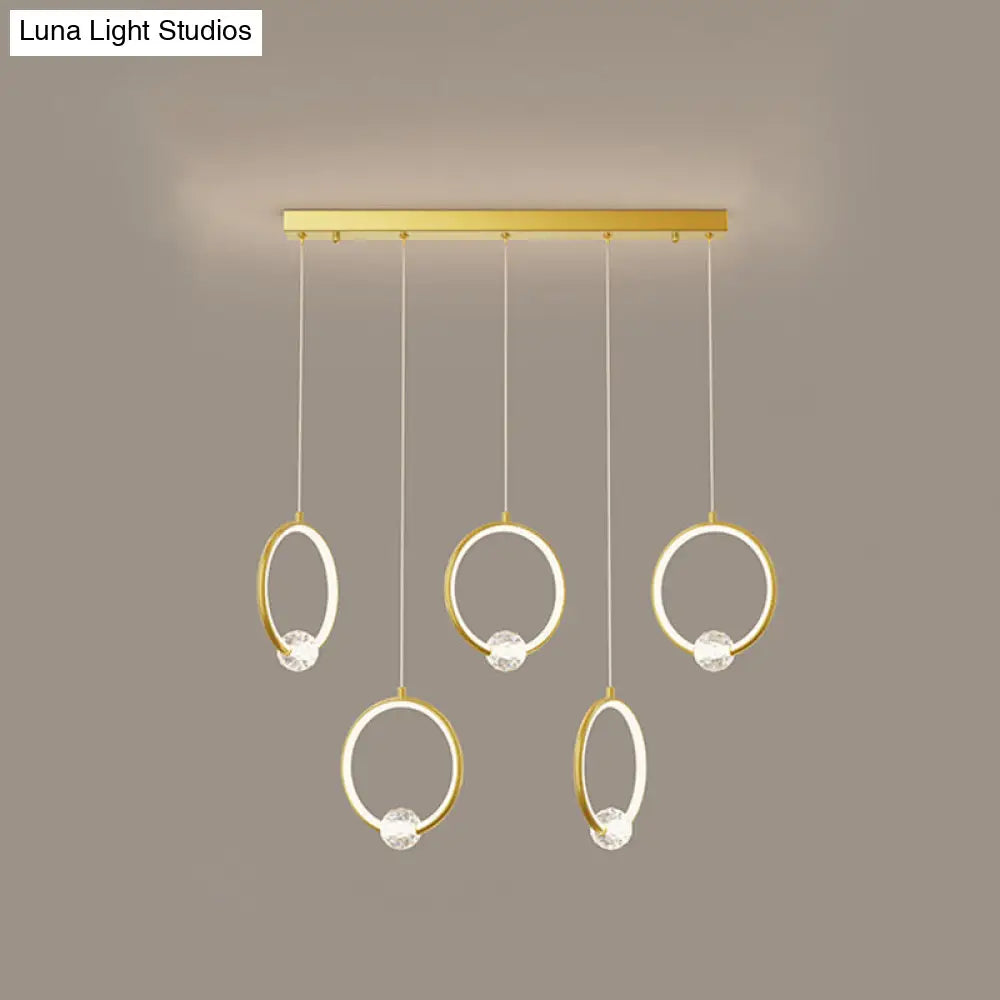 Modern Metal Led Ring Pendant Light - Stylish Indoor Lighting Fixture 5 / Gold