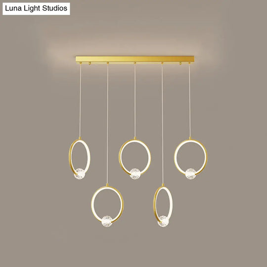 Modern Metal Led Ring Pendant Light - Stylish Indoor Lighting Fixture 5 / Gold