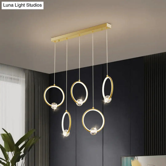 Modern Metal Led Indoor Pendant Light: Stylish Ring-Shaped Hanging Fixture