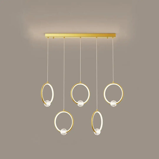 Modern Metal Led Indoor Pendant Light: Stylish Ring-Shaped Hanging Fixture 5 / Gold