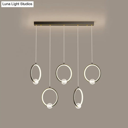 Modern Metal Led Ring Pendant Light - Stylish Indoor Lighting Fixture 5 / Black