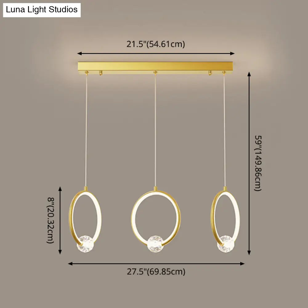 Modern Metal Led Indoor Pendant Light: Stylish Ring-Shaped Hanging Fixture